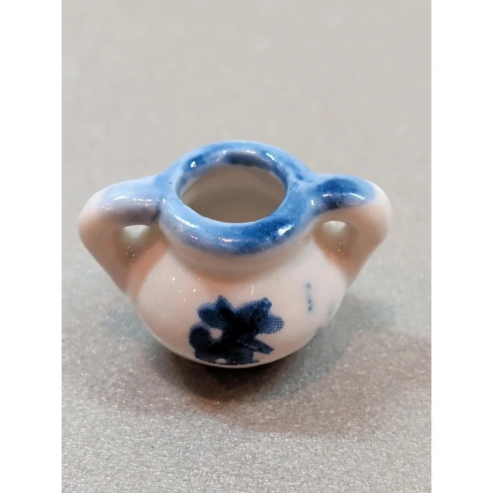 Vintage Miniature Windmill Tea Set 6 Piece Porcelain Dollhouse Nobel Hall Blue
